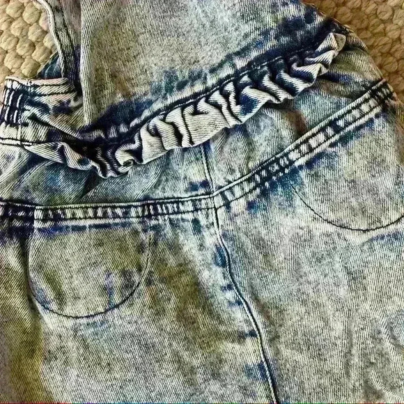 Vintage 80s Ruffle Little Ones Acid Wash Jumpsuit - Picture 8 of 12